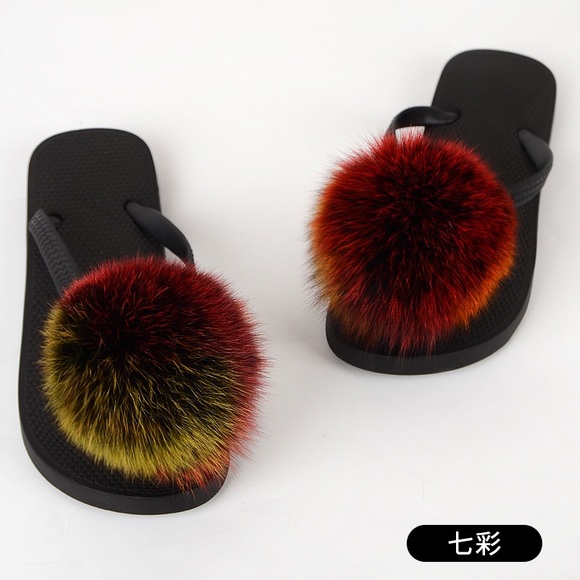 Pom Pom real fur flip flops - Sizes 8-12 Women’s different colours avail… - Picture 7 of 14